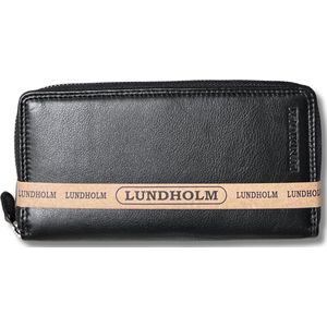 Lundholm portemonnee dames met dubbele rits zwart - grote dames portemonnee ritsportemonnee vrouwen cadeautjes tip - Scandinavisch design | Helsingborg serie