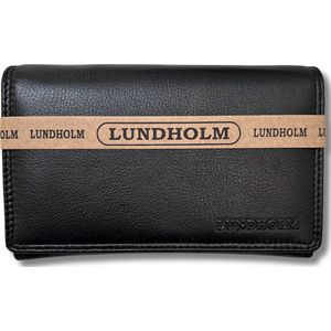 Lundholm portemonnee dames leer zwart - compact formaat huishoudportemonnee vrouwen cadeautjes tip - Lundholm Helsingborg serie | Scandinavisch design