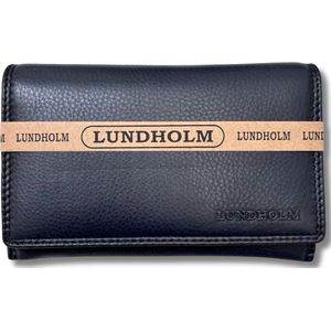 Lundholm portemonnee dames leer donkerblauw - compact formaat huishoudportemonnee vrouwen cadeautjes tip - Lundholm Helsingborg serie | Scandinavisch design