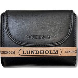 Lundholm portemonnee dames overslag zwart RFID - Leren portefeuille dames met anti-skim bescherming - vrouwen cadeautjes overslagportemonnee dames