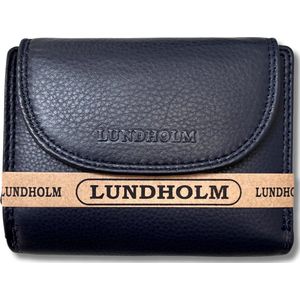 Lundholm portemonnee dames overslag donkerblauw RFID - Leren portefeuille dames met anti-skim bescherming - vrouwen cadeautjes overslagportemonnee dames
