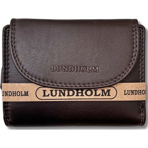 Lundholm portemonnee dames overslag bruin RFID - Leren portefeuille dames met anti-skim bescherming - vrouwen cadeautjes overslagportemonnee dames