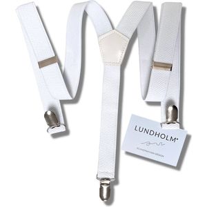 Lundholm Bretels heren volwassenen wit - hoge kwaliteit en stevige clip - Scandinavisch design | Lundholm Ystad serie