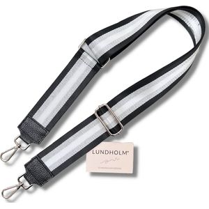 Lundholm tassenriem zwart zilver design - hoge kwaliteit extra stevig - Bag strap tassenriem - Tas strap - Tassen hengsel met echt leer - schouderband voor tas - cadeau voor vriendin | Lundholm Mydland serie