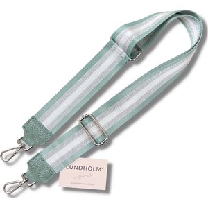 Lundholm luxe tassenriem groen zilver - hoge kwaliteit extra stevig - Bag strap tassenriem - Tas strap - Tassen hengsel met echt leer - schouderband voor tas - cadeau voor vriendin | Lundholm Mydland serie