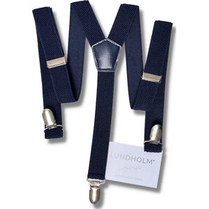 Lundholm Bretels heren volwassenen donkerblauw blauw - hoge kwaliteit en stevige clip - Scandinavisch design cadeau voor man tip | Lundholm Ystad serie
