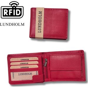 Lundholm Dames Portemonnee Rood Leer RFID (Anti-Skim) - portemonnee dames billfold vrouwen cadeautjes tip moederdag cadeautje | Scandinavisch design - Göteborg serie
