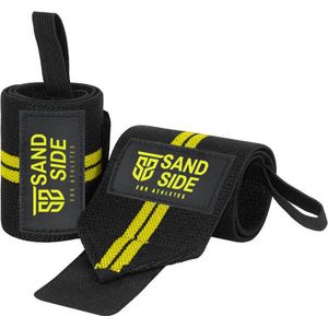 Sandside Wrist Wraps Premium - Crossfit en Fitness Wrist Wraps - Ondersteuning voor Pols - Wrist Bands voor Krachttraining - Polsbandage - Geel