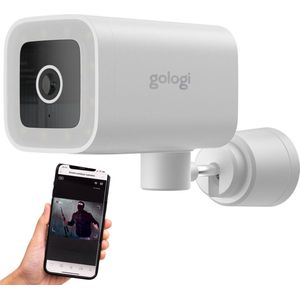 Gologi Premium Outdoorcamera - Buitencamera met Nachtzicht - Beveiligingscamera - Security Camera - 4MP - IP Camera - Geluid en Bewegingsdetectie - Met Kabel - Met Wifi en App - Wit