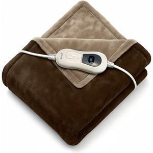 Goliving - Elektrische Fleece Plaid - Bruin - Warmtedeken - 160 x 120 cm - 120 Watt - 3 Warmtestanden
