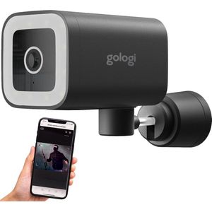 Gologi Premium Outdoorcamera - Buitencamera met Nachtzicht - Beveiligingscamera - Security Camera - 4MP - IP Camera - Geluid en Bewegingsdetectie - Met Kabel - Met Wifi en App - Zwart