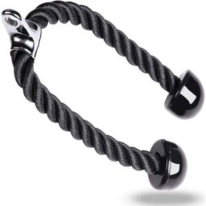Luxiqo® Tricep Touw - Double Tricep Rope - Press Down - Biceps Fitness Touw - Trekkoord voor Krachtstation - Handgreep - Zwart