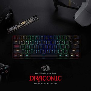 Redragon Draconic K530 RGB Draadloze mechanische Gaming toetsenbord | Brown switch | 60% gaming keyboard 61 toetsen - Bluetooth 5.0 toetsenbord - Compacte toetstenbord | Gaming PC