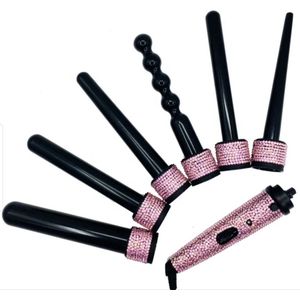 DAKANNA® - Krultang - Haar Kruller - Curling Iron - Grip - Glitter - Kristallen - Roze - Keramiek - Strass Steentjes - Duurzaam - Diamant - 6 in 1