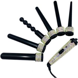 DAKANNA® - Krultang - Haarkruller - Curling Iron - Glitter - Kristallen - Keramiek - Strass Steentjes - Duurzaam - Diamant - Wit / Parelmoer - Toermalijn - 6 in 1