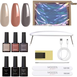 Moods Gellac BIAB Starter Pakket – The Nude - Builder in a Bottle – BIAB Nagellak – Inclusief UV/LED Lamp, Bokkepoot, Nagelvijl, Primer, Base en Top Coat