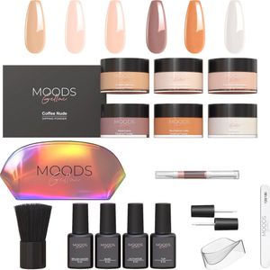 Moods Gellac - Dipping Powder Starters Kit - Coffee Nude - 6 Kleuren - Acryl Nagels Starterspakket - Dip Nagels