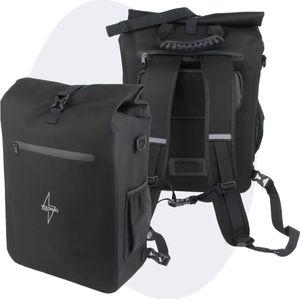Voltano Luxe E-bike Fietstas / Rugtas - Zwart - 28L - 100% Waterdicht - Met Schouderband - Met Groot Laptop Vak