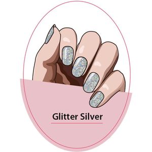 CLIQGLOW - Semi-Cured Nail Wraps - Nagelstickers - Gellak Stickers - UV nagel wraps - Glitter Silver