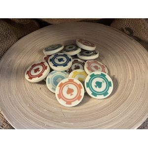 Chocolade Pokerfiches | Cadeau pokerset | 20 stuks | 50 mm doorsnede | 400 gram | Chocola cadeau fiches