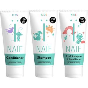 Naïf - Haarroutine Voordeelset - Shampoo & Conditioner & Shampoo 2-1 - 3x100ml - Kinderen - met Natuurlijke Ingrediënten