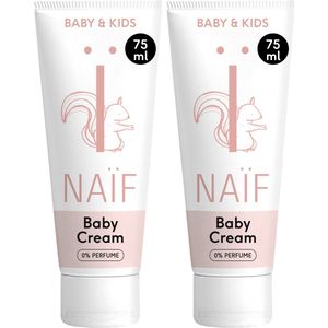 Naïf - 0% Parfum Baby Crème Voordeelset - Baby's en Kinderen - met Natuurlijke Ingrediënten - 2x75ml