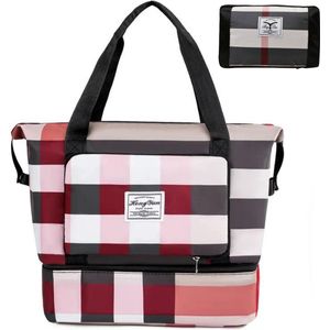 Pazzo Goods - Reistas Piega - XL - Opvouwbaar - Rood - Beige - Handig voor op reis - Weekendtas - Sporttas