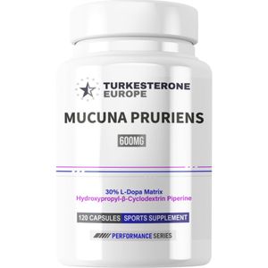 Turkesterone Europe - Mucuna Pruriens 30% L-Dopa Complex - 120 Capsules - 600mg