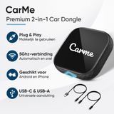 CarMe - 2-in-1 Car Dongle - Draadloos CarPlay & Android Auto - Zwart