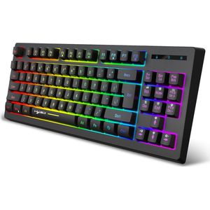 HXSJ L100 Draadloos Toetsenbord - HXSJ L100 - Draadloos - Membraan toetsen - Ergonomisch - RGB - Bluetooth - 87 Keys - Membrane Keyboard 87 Keys RGB