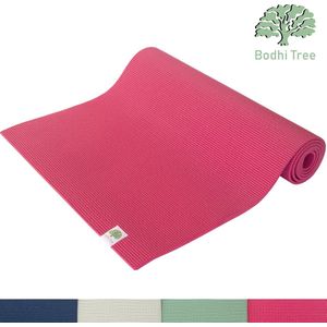 Bodhi Tree Yoga Mat - 6mm - 183x61cm - Studio Yogamat met Draagriem - Extra dik - Fitness Mat Sportmat - Anti-slip - Roze Rood