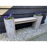 Tuinbank - met 2 plantenbakken - oud hout - 130x20x53cm