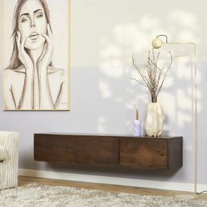 Zwevend tv meubel walnoot mangohout 160 cm