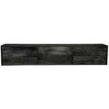 zwevend tv meubel zwart mangohout 160 cm