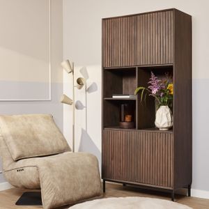 Vakkenkast - Madison - Walnoot - Mangohout - Metalen Frame