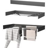 Wasophoogte - Wanddroogrek - Zwart - Aluminium - Inklapbaar - 6 Stangen