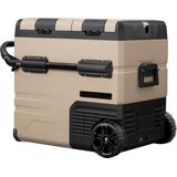 Steamy-E Dual Zone Roller Elektrische Compressor Koelbox Op Wielen - Dual Zone - 54 liter - 12V en 230V - voor auto en camping - Sandstone