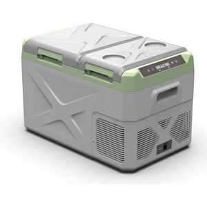 Steamy-E Single Zone Elektrische Compressor Koelbox - Dual Compartment - 24 liter - 12V en 230V - voor auto en camping - Grijs