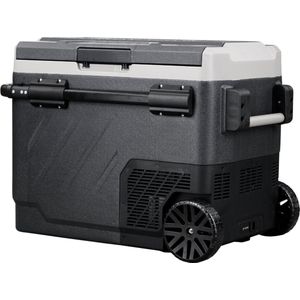 Steamy-E Dual Zone Roller Elektrische Compressor Koelbox Op Wielen - Dual Zone - 49 liter - 12V en 230V - voor auto en camping - Zwart