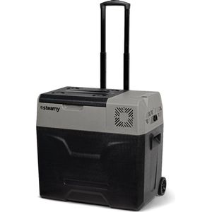Steamy-E Single Zone Elektrische Compressor Koelbox Op Wielen - 47 liter - 12V en 230V - voor auto en camping - Grijs