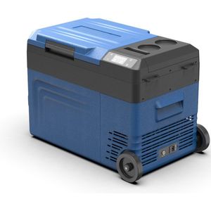 Steamy-E BMX Battery Elektrische Compressor Koelbox Op Wielen - Speciaal Voor de Bouw - Aansluiting voor gereedschapaccu's - 19 liter - 12V en 230V - voor auto en camping - Blauw