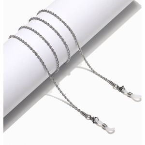 Plux Fashion Rope Brillenkoord - Zilver- 2mm/70cm - Sieraden - Zilveren Brillenkoord - Rope Glasses Cord - Stainless Steel - HipHop Brillenkoord - Schakel Brillenkoord - Luxe Style - Duurzame Kwaliteit - Moederdag Cadeau - Vaderdag Cadeau