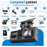 Fleau Tech - Dashcam - 3 in 1 - Voor en Achter Camera - Full HD - 170° Groothoeklens - Inclusief Micro SD-kaart 32 GB