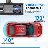 Fleau Tech - Dashcam - 3 in 1 - Voor en Achter Camera - Full HD - 170° Groothoeklens - Inclusief Micro SD-kaart 32 GB