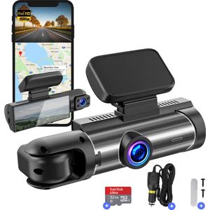 Fleau Tech - Dashcam - Voor en Achter Camera - Full HD - 170° Groothoeklens - Met Micro SD-kaart 32 GB