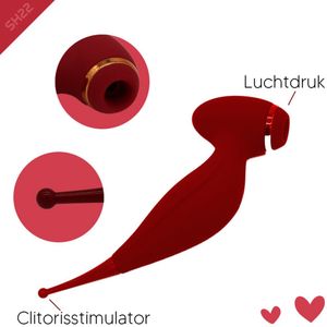 Luchtdrukvibrator met Clitorisstimulator voor Vrouwen | Nieuw 2023 | USB Oplaadbaar | Rode Roos | Massage | Speeltjes