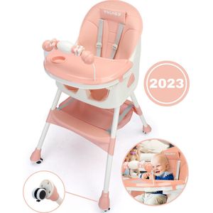 Twinky® Kinderstoel MAXI – 3-in-1 Kinderwagen Set – Roze – Inklapbare Eetstoel, Baby Wagentje en Babystoel Voor Aan Tafel – Inclusief Handige Speel- en Eettafel!