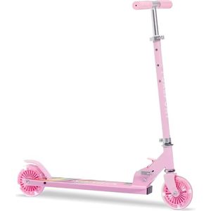 FOXSPORT Kinderstep - Kick Step - In 3 hoogtes verstelbaar - Van 78.5 Tot 90.5 Cm Lichaamslengte - Inklapbaar - Met lichtgevende wielen - Ontwikkelt balans en coördinatie - Step voor kinderen - Jongens/Meisjes - Kinderscooter - Roze