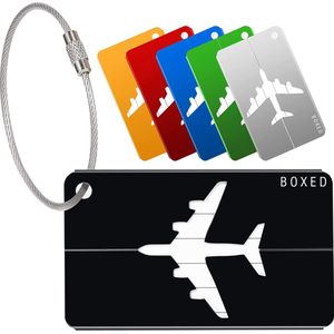 Boxed Bagagelabel - 6 stuks - Aluminium - Bagagelabels voor Koffers - Kofferlabels - Reisaccessoires - Meerdere Kleuren