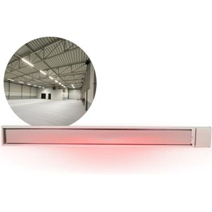 Ecosun Industrieel Infrarood Paneel – Loods, Werkplaatskachel of Straalkachel - 3600W - Elektrische Verwarming - Aluminium - Hangend – Wit